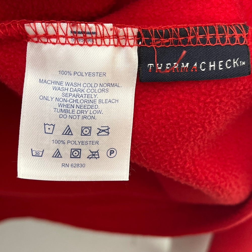 Lands End Mens Red ThermaCheck Fleece Quarter Zip Pullover Sweater Small 34-36 - Picture 6 of 7